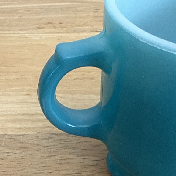 Fire King Turquoise Blue Scalloped Footed Mug - Picture 8 of 10